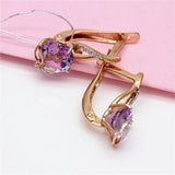 Purple Amethyst Earrings 14K Rose Gold Plated Women's Jewelry