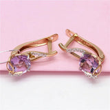 Purple Amethyst Earrings 14K Rose Gold Plated Women's Jewelry