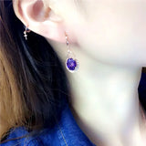 Purple 14K Rose Gem Earrings for Women Wedding Engagement