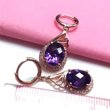 Purple 14K Rose Gem Earrings for Women Wedding Engagement