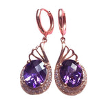 Purple 14K Rose Gem Earrings for Women Wedding Engagement