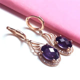 Purple 14K Rose Gem Earrings for Women Wedding Engagement