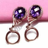 Purple 14K Rose Gem Earrings for Women Wedding Engagement