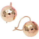 Purple Geometric Round Bead Earrings 14K Rose Plated