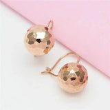 Purple Geometric Round Bead Earrings 14K Rose Plated