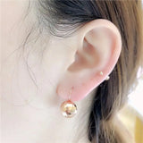 Purple Geometric Round Bead Earrings 14K Rose Plated