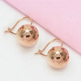 Purple Geometric Round Bead Earrings 14K Rose Plated