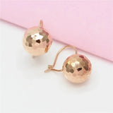 Purple Geometric Round Bead Earrings 14K Rose Plated