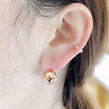 Purple Geometric Round Bead Earrings 14K Rose Plated