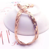Purple Glossy Chain Bracelet 14K Rose Wide Charm Party Jewelry
