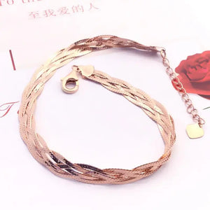 Purple Glossy Chain Bracelet 14K Rose Wide Charm Party Jewelry