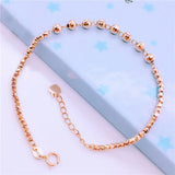 14K Rose Plated Purple Round Beads Bracelets for Women
