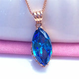 Purple Sapphire Crystal Pendant 14K Rose Marquise Shape Necklace