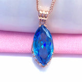 Purple Sapphire Crystal Pendant 14K Rose Marquise Shape Necklace