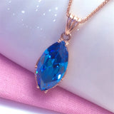 Purple Sapphire Crystal Pendant 14K Rose Marquise Shape Necklace