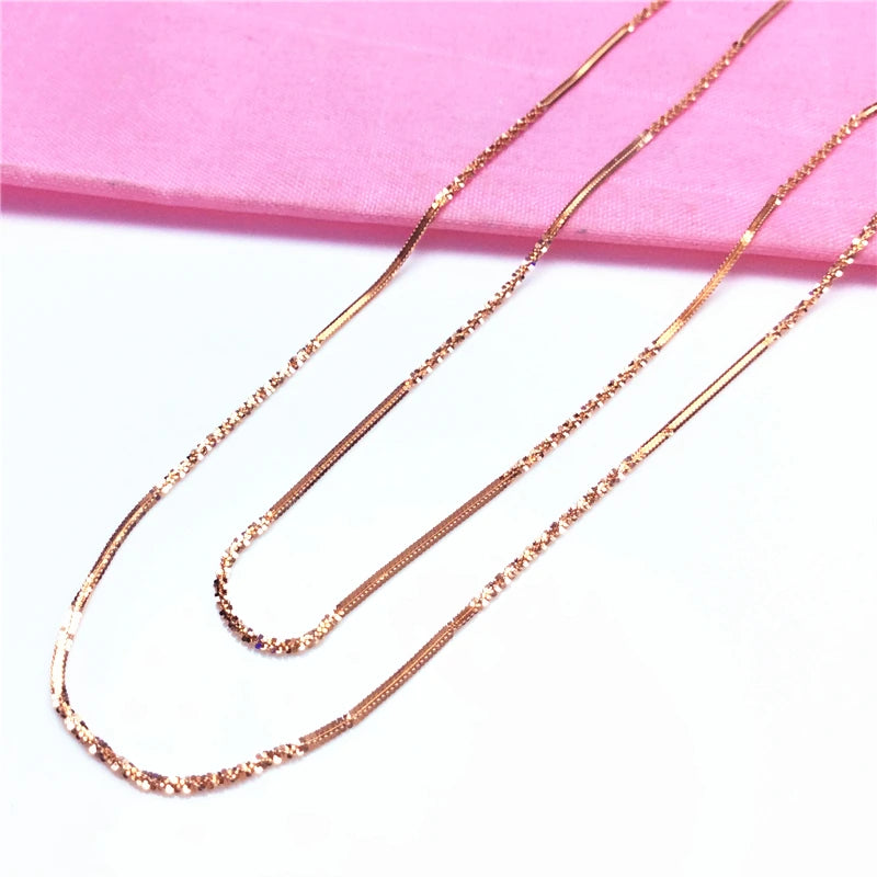 14K Rose Gold Purple Chain Necklace Men Women Unisex Jewelry Accessories