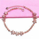 14K Rose Gold Flower Chain Bracelet for Women