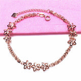 14K Rose Gold Flower Chain Bracelet for Women