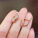 Purple Geometric Earrings Classic Glossy 14K Rose Plated Women's Jewelry