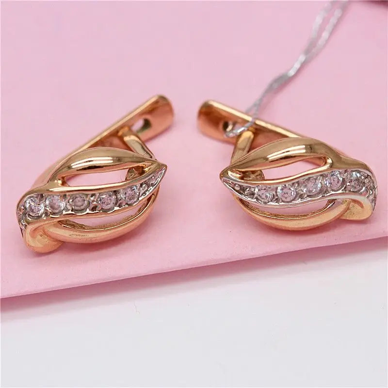 Purple Geometric Earrings Classic Glossy 14K Rose Plated Women's Jewelry