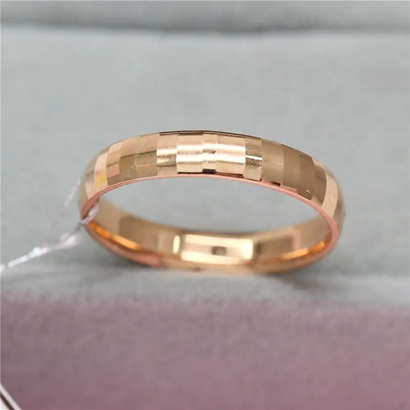 Purple Glossy Ring 14K Rose Geometric Resizable Men's Women's Jewelry
