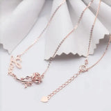 Purple Glossy Rose Flower Letter Necklace Pendant 14K Rose Plated