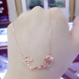 Purple Rose Flower Necklace Pendant 14K Plated Wedding Jewelry