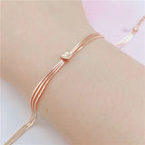 Romantic 14K Rose Plated Purple Heart Bracelet for Women
