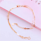 Romantic 14K Rose Plated Purple Heart Bracelet for Women