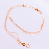 Romantic 14K Rose Plated Purple Heart Bracelet for Women