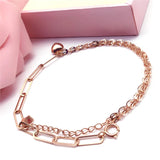 Purple Heart-shaped Chain Bracelet for Women 14K Rose Plated