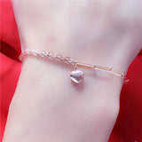 Purple Heart Chain Bracelet 14K Rose Plated Romantic Charm Jewelry
