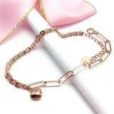 Purple Heart Chain Bracelet 14K Rose Plated Romantic Charm Jewelry