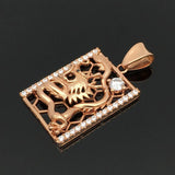 14K Rose Gold Plated Square Dragon Necklace Hollow Crystal Classic Jewelry