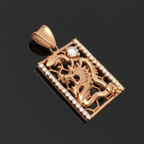 14K Rose Gold Plated Square Dragon Necklace Hollow Crystal Classic Jewelry