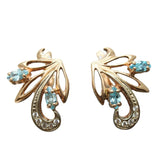 Purple Inlaid Gemstone Rose Earrings Plated 14K Wedding Charm Jewelry