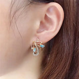Purple Inlaid Gemstone Rose Earrings Plated 14K Wedding Charm Jewelry