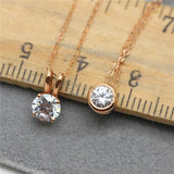 Purple Crystal Chains Necklace Pendant 14K Rose Ladies Jewelry