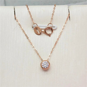 Purple Crystal Chains Necklace Pendant 14K Rose Ladies Jewelry