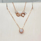 Purple Crystal Chains Necklace Pendant 14K Rose Ladies Jewelry