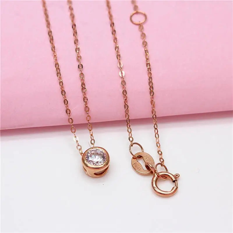 Purple Crystal Chains Necklace Pendant 14K Rose Ladies Jewelry