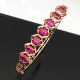 Purple Crystal Oval Ruby Bracelet 14K Rose Plated