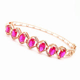 Purple Crystal Oval Ruby Bracelet 14K Rose Plated