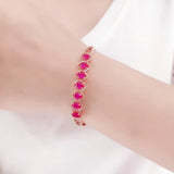 Purple Crystal Oval Ruby Bracelet 14K Rose Plated