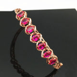 Purple Crystal Oval Ruby Bracelet 14K Rose Plated Wedding Jewelry