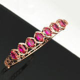 Purple Crystal Oval Ruby Bracelet 14K Rose Plated Wedding Jewelry
