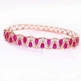 Purple Ruby Crystal 14K Rose Charm Bracelet For Women