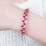 Purple Ruby Crystal 14K Rose Charm Bracelet For Women