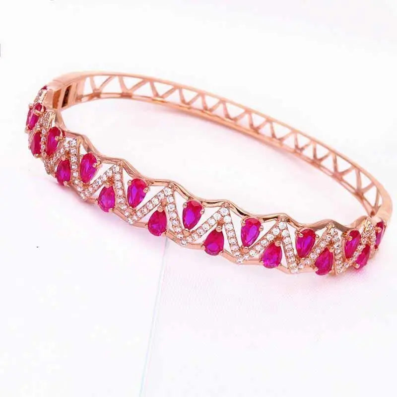 Purple Ruby Crystal 14K Rose Charm Bracelet For Women
