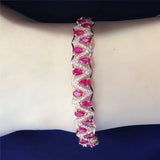 Purple Ruby Crystal 14K Rose Charm Bracelet For Women